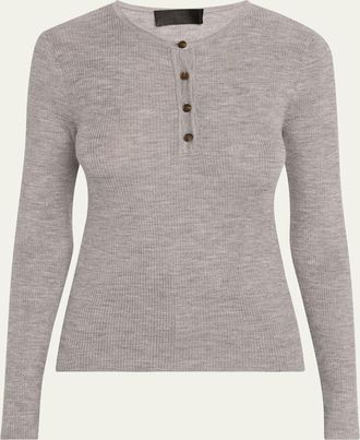 Nili Lotan Klarise Henley Wool Sweater
