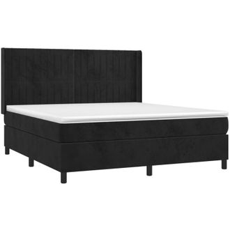 vidaXL Vidaxl - Cama Box Spring Colch&oacute;n Y Led Terciopelo Negro 160x200 Cm