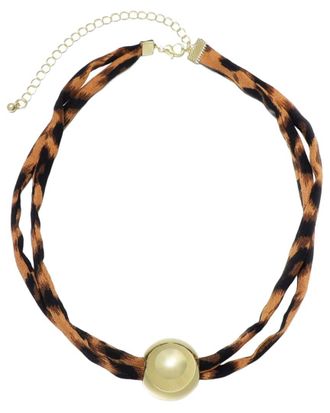 Adornia Adornia Plated Ball On Leopard Print Adjustable Necklace