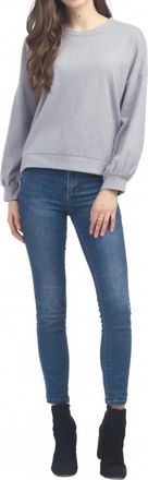 Papillon Lurex Infused Dolman Sleeve Top In Light Grey