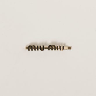 Miu Miu Enameled Metal Hair Clip, Woman, Black