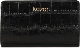 Kazar Accessoires, Dames, Zwart, ONE Size, Leer, Zwarte reliëflederen portemonnee