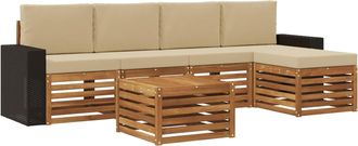 vidaXL Conjunto De Sof&aacute;s De Exterior 6 Uds. Natural Y Beige Vidaxl