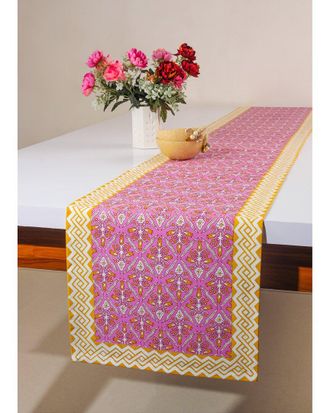 Tiramisu Orchid Luxe Block Print Table Runner