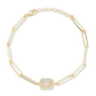 Glaze Jewelry Sterling Silver Pave Paperclip Bracelet