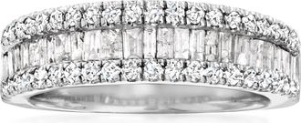 Ross-Simons Baguette and Round Diamond Ring in Sterling Silver
