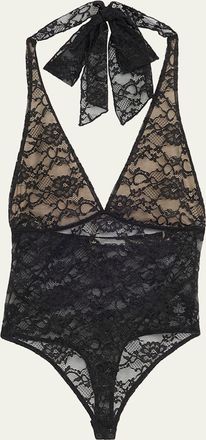 Alice & Olivia Lina Plunging V Lace Bodysuit