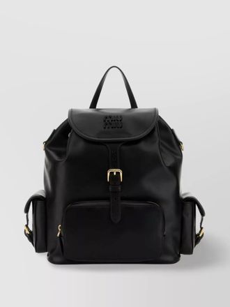 Miu Miu leather backpack with front and side pockets
