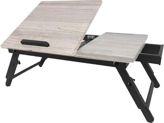 Relaxdays Relaxdays laptop table for bed & sofa, foldable, height-adjustable, bamboo, grey/black
