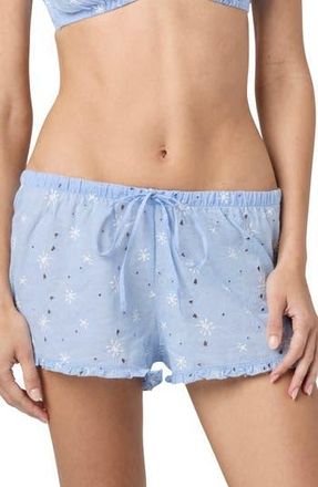 Florence By Mills Eyelet Tie Waist Organic Cotton Shorts in Blue/Jet Steam at Nordstrom Rack, Size Xx-Large