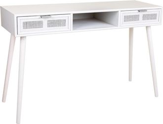 Wanderlust Deco Wanderlust Deco - Recibidor De Madera Y Rejilla En Blanco 120x42x79