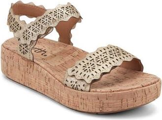 Earth Slata Ankle Strap Platform Sandal in Gold at Nordstrom, Size 6.5