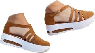 Generic Wedge Sandals for Women UK Closed Toe Shoes Wide Fit Platform Slides Fashion Gladiator Roman Sandals Soft Sole Non-Slip Summer Sports Shoes Breathable