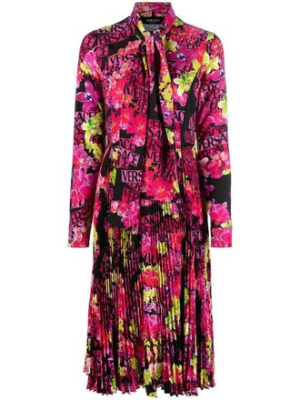 Versace Midi-jurk met bloemenprint - Zwart