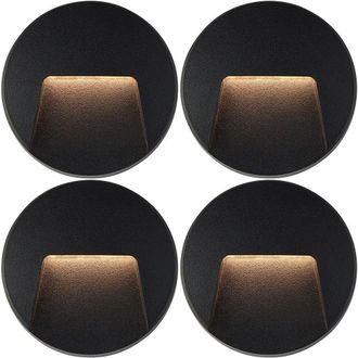 Loops 4 PACK Round Outdoor IP65 Pathway Guide Light - Indirect CCT LED - Black ABS