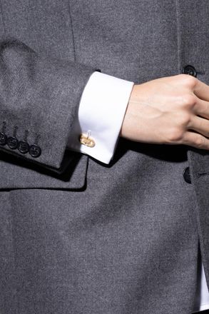 Ferragamo Cufflink In The Shape Of A Logo, Mens, Gold