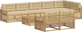 vidaXL Conjunto De Sof&aacute;s De Exterior 9 Uds. Y Beige Poli&eacute;ster Vidaxl