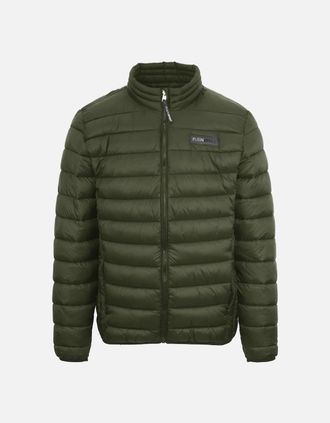 Philipp Plein Mens Plein Sport Patch Logo Thin Padded Green Jacket - Tan - Size: Regular/36