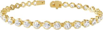 Diamond2Deal 18k Vermeil Plated Silver 7.5 ct Round Lab Grown Diamond Tennis Bracelet 7 VVS-VS, E-F