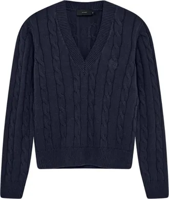 Copenhagen Muse Navy Gebreide Trui met V-Hals - Dames - V-hals truien - Blauw - XS - Truien & Vesten