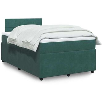 vidaXL Cama Box Spring Con Colch&oacute;n Terciopelo Verde Oscuro 120x200 Cm Vidaxl