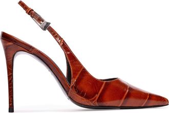 Black Suede Studio Branca 100 Slingback Pump in Cappuccino Croc at Nordstrom, Size 38.5