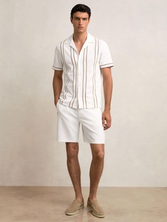 Reiss White Textured Drawstring Shorts, Xxl