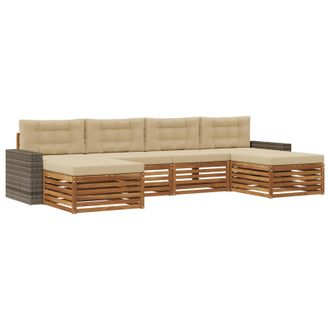 vidaXL Juegos De Sof&aacute;s Con Coj&iacute;n 6 Pcs Madera De Acacia S&oacute;lida Vidaxl
