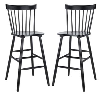 Safavieh Set de 2 taburetes de bar en madera de caucho negra