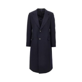 Emporio Armani Wool tricotine single-breasted coat Man 48