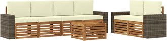 vidaXL Conjunto De Sof&aacute;s De Exterior 7 Uds. Natural Y Crema Vidaxl