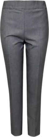 D.exterior Broeken met elastische tailleband - Dames - Slim Fit Broeken - Grijs - XS - Wol - Broeken