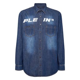 Philipp Plein Logo Denim Shirt - Heren - Spijkeroverhemden - Blauw - S - Denim - Overhemden
