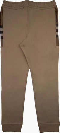 Burberry Mens Burberry Check Panel Cotton Jogging Pants Beige - Cream - Size: 38/Regular
