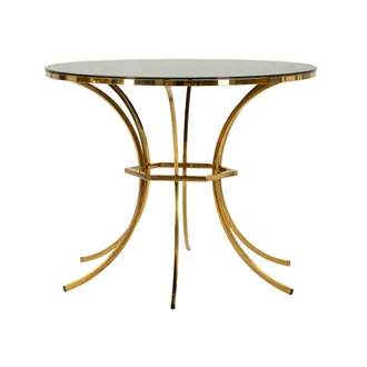Mauro Ferretti Mesa de comedor de metal dorado y negro y cristal (&oslash; 100x80 cm)