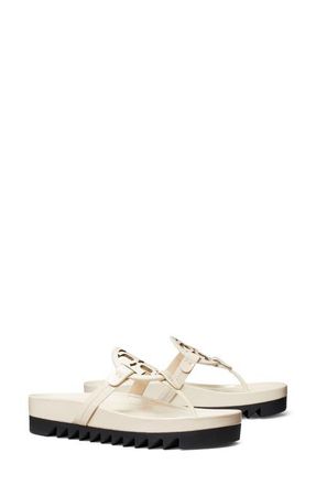Tory Burch Miller Cloud Lug Sandal in New Cream /Perfect Black at Nordstrom, Size 7.5