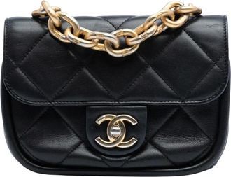 Chanel Pre-owned Quilted Leather Shoulder Bag - Dames - Vintage Mini Tas - Zwart - ONE Size - Leer - Vintage