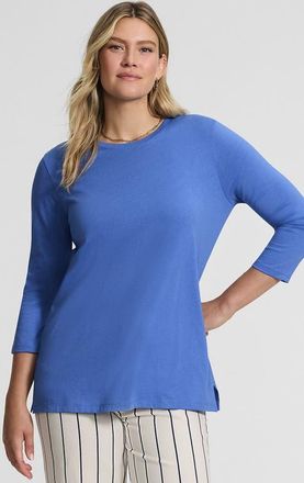 Lands End 3/4 Sleeve Cotton Supima Tunic in Muted Cobalt Blue at Nordstrom, Size X-Small