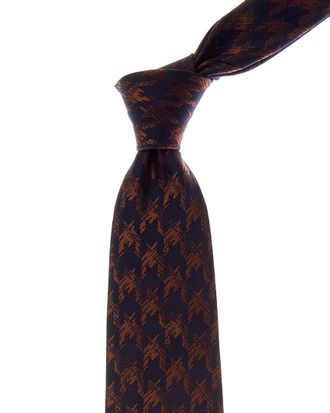 Canali Orange & Navy Houndstooth Silk Tie