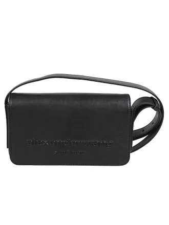 Alexander Wang Punch Flap Black Calf Leather Crossbody Bag