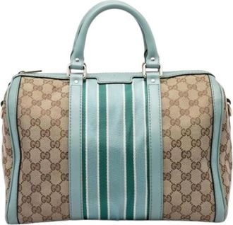 Gucci Pre-owned Canvas Satchel - Dames - Vintage Handtas - Beige - ONE Size - Leer - Vintage