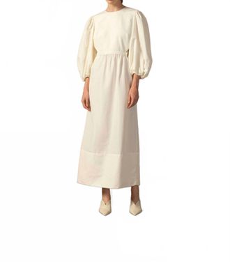 Adriana Degreas Geometric Puff Sleeved Maxi Dress In Off White