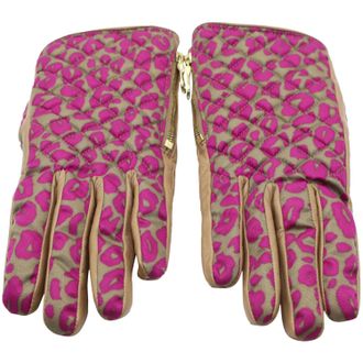 Mulberry Handschoenen met moerbeiprint in bruin leer