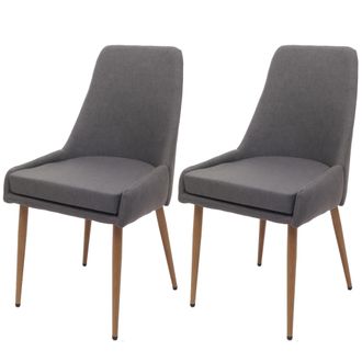 Hhg Nunca Usado] Juego De 2 Sillas De Comedor Hhg 069, Silla De Cocina Silla Tapizada, Tela/textil (280g/m&sup2;) Metal, Gris Oscuro