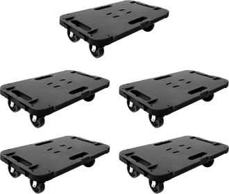 vidaXL Plataformas Con Ruedas 5 Unidades Polipropileno Negro 300 Kg Vidaxl