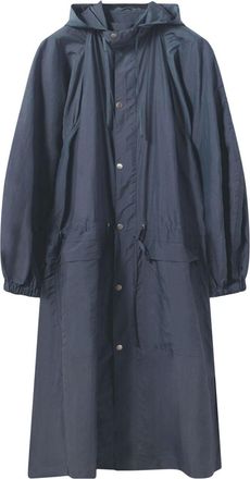 Christophe Lemaire hooded single-breasted raincoat - women - Silk/Polyamide - 36 - Blue