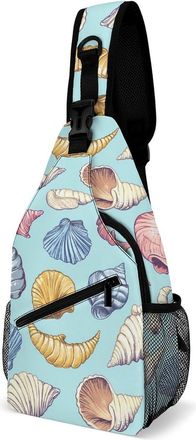 Generic Colorful Seashell Unisex Shoulder Bags Casual Crossbody Chest Bag Sling Backpack for Hiking Cycling Travel