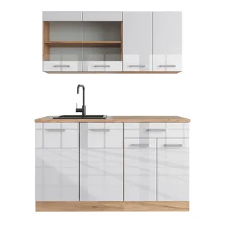 Vicco Cocina Vers&aacute;til R-line, Blanco Brillo Intenso/roble Dorado, 140 Cm, Et Roble