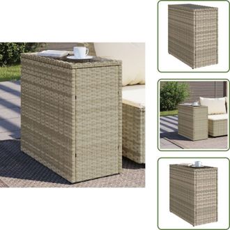 vidaXL Tavolo esterno - vidaXL Tavolo Giardino Piano Vetro Grigio Chiaro 58x27,5x55 Polyrattan - Tavolo da giardino in vetro