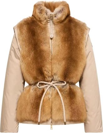 Moncler Blaireau 2-in-1 Shearling Down Jacket - Dames - Winterjassen - Bruin - XS - Leer - Jassen